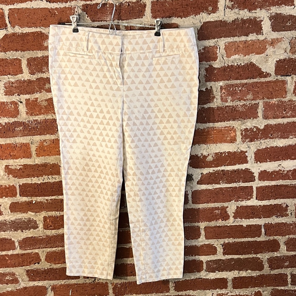 LOFT Patterned Cream Marisa Pants